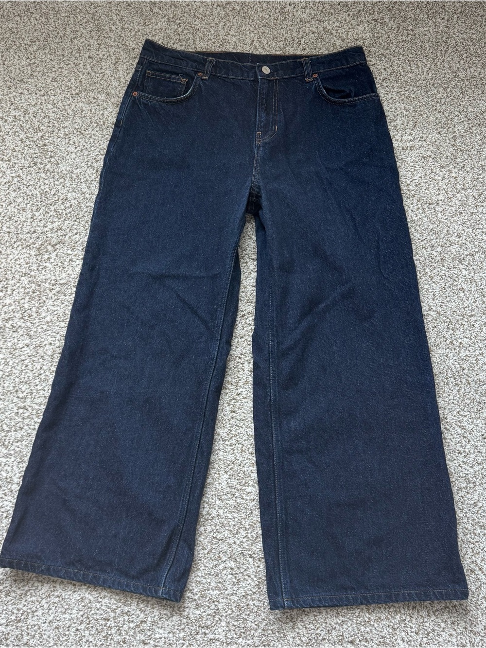 Reformation Cary Low Rise Slouchy Wide Leg Jeans 30 Ondine Dark Wash Denim